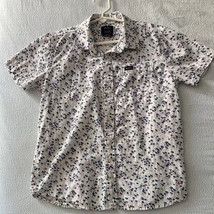 RVCA White and Blue Floral Kids Button Down Shirt